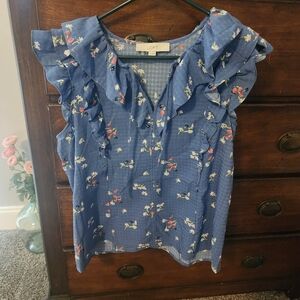 LOFT Blue Floral Blouse